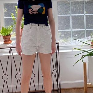 Wrangler Cream High-Waist Denim Mom Shorts Size XS